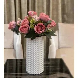 aarvi decor studio Dark pink Silk Rose Silk Bunch Single Stem Flower-picture-13