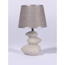 aarvi decor studio Light Gray Table Lamp With Luxurious Modern Design With Jute Textured Lampshade Pebble Shaped Ceramic Base-picture-27