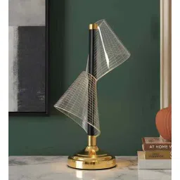 aarvi decor studio Transparent Table Lamp Elegance With Innovative Design Fiberglass Matelic Base-picture-39