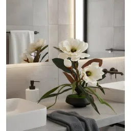 aarvi decor studio White Faux Leather Magnolia Serenade Arrangement Pot With Flower-picture-17