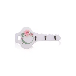 AARVI DECOR STUDIO White Printed Wooded 2-Hooks Key Holders image 2