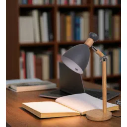 aarvi decor studio Wooden-Metalic Gray Study Desk Lamp-picture-13