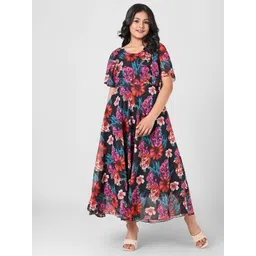 Aarya Designer Girls Floral Printed A-Line Maxi Dress-picture-38