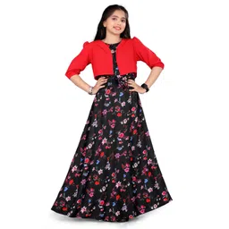 Aarya Designer Girls Floral Printed Fit & Flare Maxi Dress-picture-23