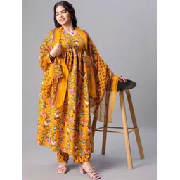 Aarya Designer Girls Floral Printed Kurti with Palazzos & With Dupatta-picture-22