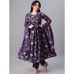 Aarya Designer Girls Floral Printed Kurti with Palazzos & With Dupatta-picture-33