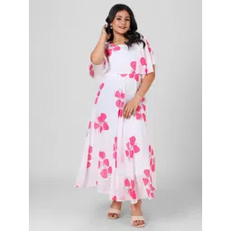 Aarya Designer Girls Printed Boat Neck Flutter Sleeve Fit & Flare Maxi Dress-picture-17