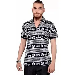 aaryavar Men Mahakal Printed Pure Cotton Straight Kurta (Men Mahakaal Kurta) - Black Color-picture-16