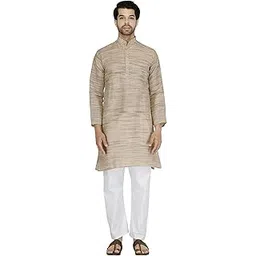 aaryavar Men's Khadie Cotton Relaxed Straight Kurta-picture-34