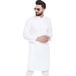aaryavar Men's Khadie Cotton- White Kurta Only-picture-56