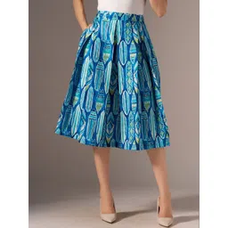 AASK Cotton Midi Flared Pleated Skirt With Belt Loop-picture-37