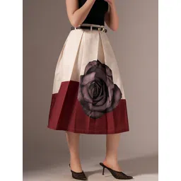 AASK Printed Pure Cotton Midi Flared Skirt-picture-13