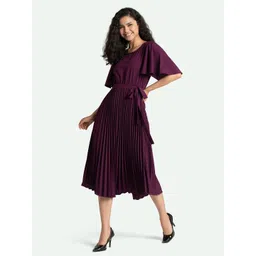 AASK Purple Crepe Midi Dress-picture-14