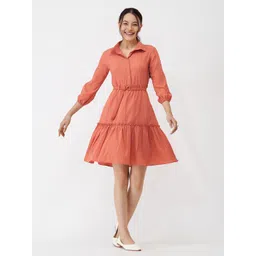 AASK Shirt Collar Crepe Shirt Dress With Belt-picture-31
