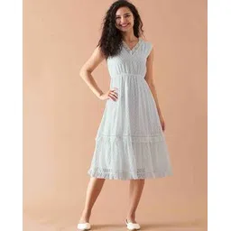 aask Women Chevron Pattern Fit & Flare Dress-picture-41