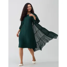 aask Women Fit and Flare Dark Green Midi/Calf Length Dress-picture-23