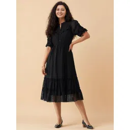 AASK Women Self Design Crepe Fit & Flare Knee Length Dress-picture-39