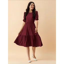 AASK Women Solid Crepe Fit and Flare Knee Length Dress-picture-11