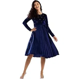 aask Women Solid PlainRound Neck Full Sleeves Dress-picture-13