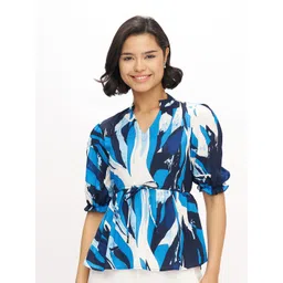 AASK Women's Polyester Printed Navy Blue Color Regular Top-picture-32