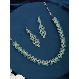 Aatmana AD-Studded Green Necklace & Earring Set-picture-14