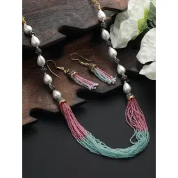 Aatmana Baby Multi Beaded with Crystals & Pearls Studded Necklace with Earrings-picture-14