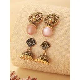 Aatmana Dome Shaped Golden Jhumki Earrings for Women - Set of 2-picture-21