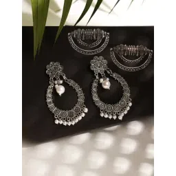 Aatmana German Silver-Plated Chand Bali Earrings for Women - Set of 2-picture-36