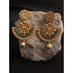 Aatmana Gold- Plated Meenakari Green Chand Bali Earrings for Women-picture-39