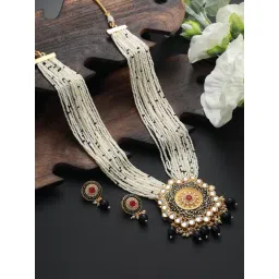Aatmana Gold-Plated Multi Beaded Meenakari Necklace & Earring Set-picture-12