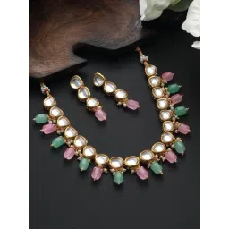 Aatmana Gold-Plated Multi Kundan Studded Necklace Set-picture-20