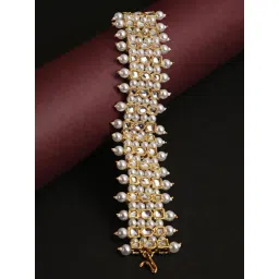 Aatmana Gold-Plated Pearl & Stone Studded Wraparound Bracelet-picture-46