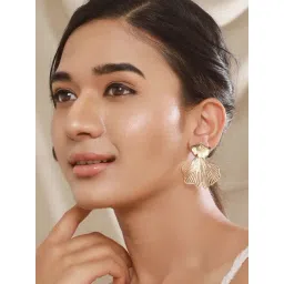 Aatmana Gold Plated Petal Shaped Textured Contemporary Stud Earrings-picture-24