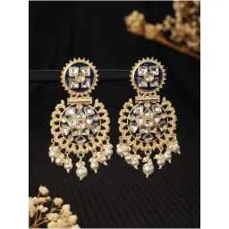 Aatmana Gold-Toned Kundan Studded Circular Chand Bali Earrings for Women-picture-33