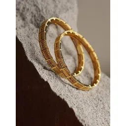 aatmana Jazz And Sizzle Gold-Plated Ruby Studded Jali Work Broad Bangles - Set of 2-picture-14