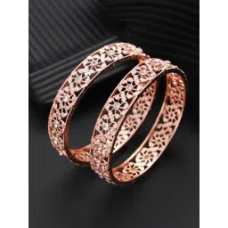 aatmana Jazz And Sizzle Rose Gold-Plated Cubic Zirconia Studded Bangle - Set of 2-picture-13