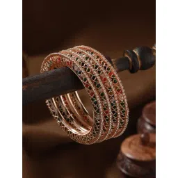 aatmana Jazz And Sizzle Rose gold-Plated Multicolored Stone & Beaded Bangles - Set of 4-picture-14