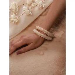 aatmana Jazz And Sizzle Rose Gold-Plated Pink & Rose Crystal Beaded Bangles for Women - Set of 2-picture-15