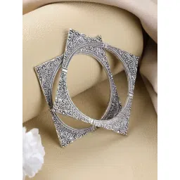 aatmana Jazz And Sizzle Women Silver-Plated Oxidized Bangles - Set of 2-picture-36