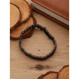 Aatmana Men Black & Silver Black Rhodium-Plated Link Bracelet-picture-10