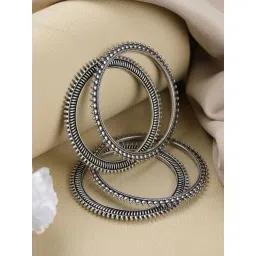 Aatmana Oxidized Silver-Plated Bangles - Set of 4-picture-37
