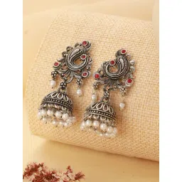 Aatmana Peacock Shaped Classic Multi Jhumki Earrings for Women-picture-35