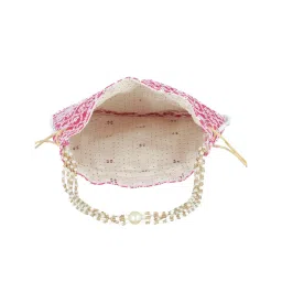 Aatmana Pink & Gold-Toned Chikan Embroidered Work Potlid Clutch image 3