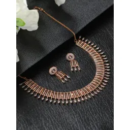 Aatmana Rose Gold-Plated American Diamond Studded Necklace Set-picture-37