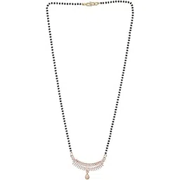 aatmana Rose Gold Plated Cubic Zirconia Stone Studded & Beaded Mangalsutra - MGS-JS23-50023-picture-12
