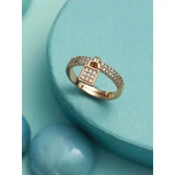 Aatmana Rose Gold-Plated CZ-Studded Handcrafted Adjustable Finger Ring for Women-picture-32