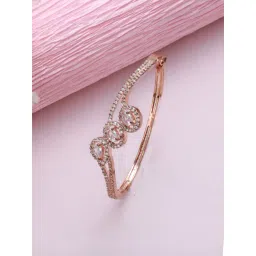 Aatmana Rose Gold-Plated White American Diamond Studded Handcrafted Bangle-Style Bracelet-picture-27