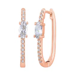 Aatmana Rose Gold-Toned Statement Crystal Studded Circular Hoop Earrings for Women image 3