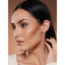 Aatmana Rose Gold-Toned Statement Crystal Studded Circular Hoop Earrings for Women image 2