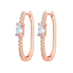Aatmana Rose Gold-Toned Statement Crystal Studded Circular Hoop Earrings for Women image 5